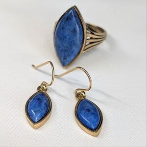 Barse Lapis Lazuli Ring & Earrings Set